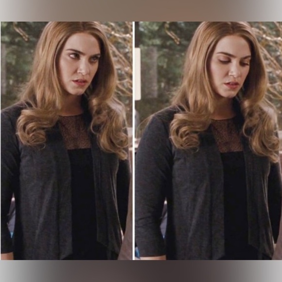 Rosalie Hale's Bordeaux Ruffled Cardigan Twilight Breaking Dawn - Picture 2 of 5